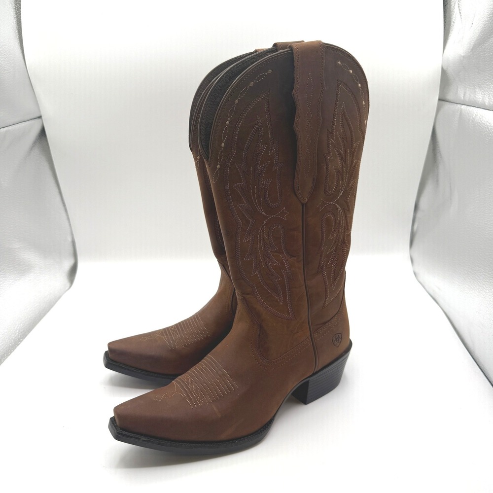 Ariat Heritage x Toe Western Boots Women 8 Brown Leather Wide Calf Pointed Toe